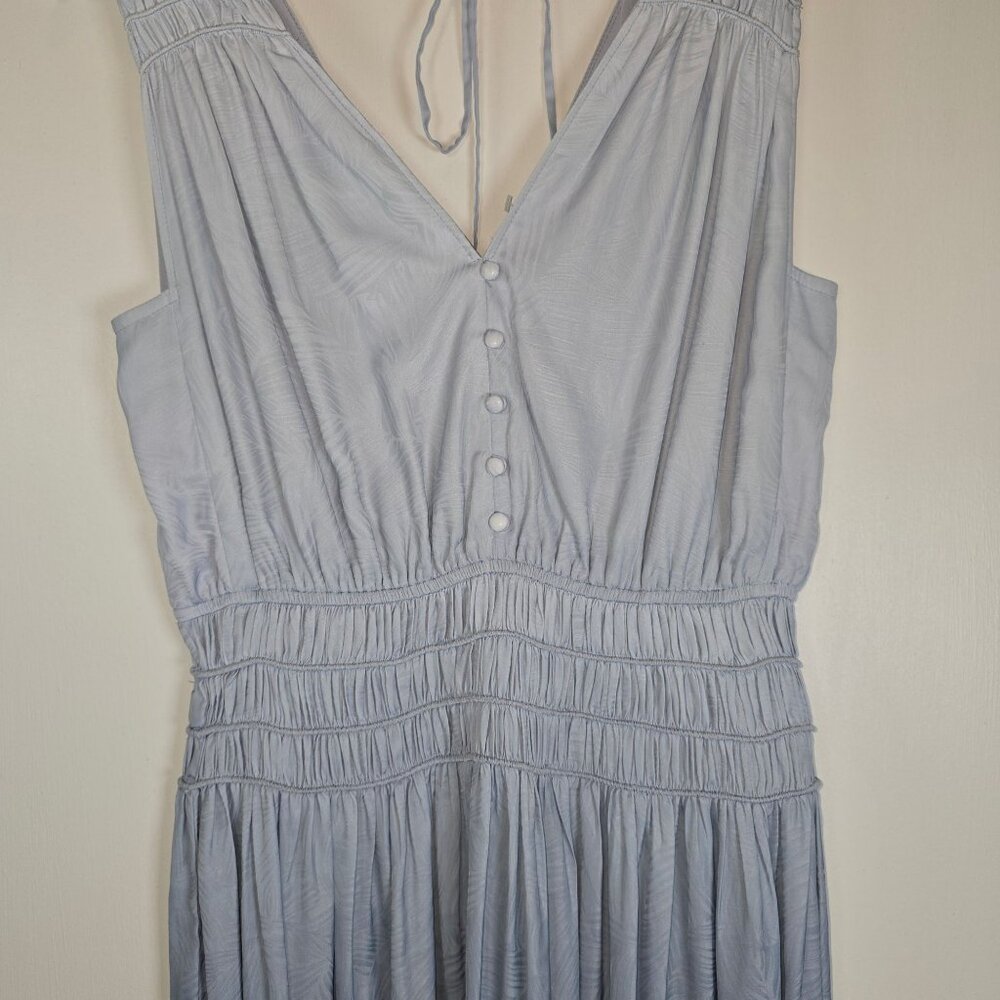 Current Air Los Angeles Lined Silky Ombre Blue Floral Grecian Summer Dress, Sz S - Picture 5 of 11